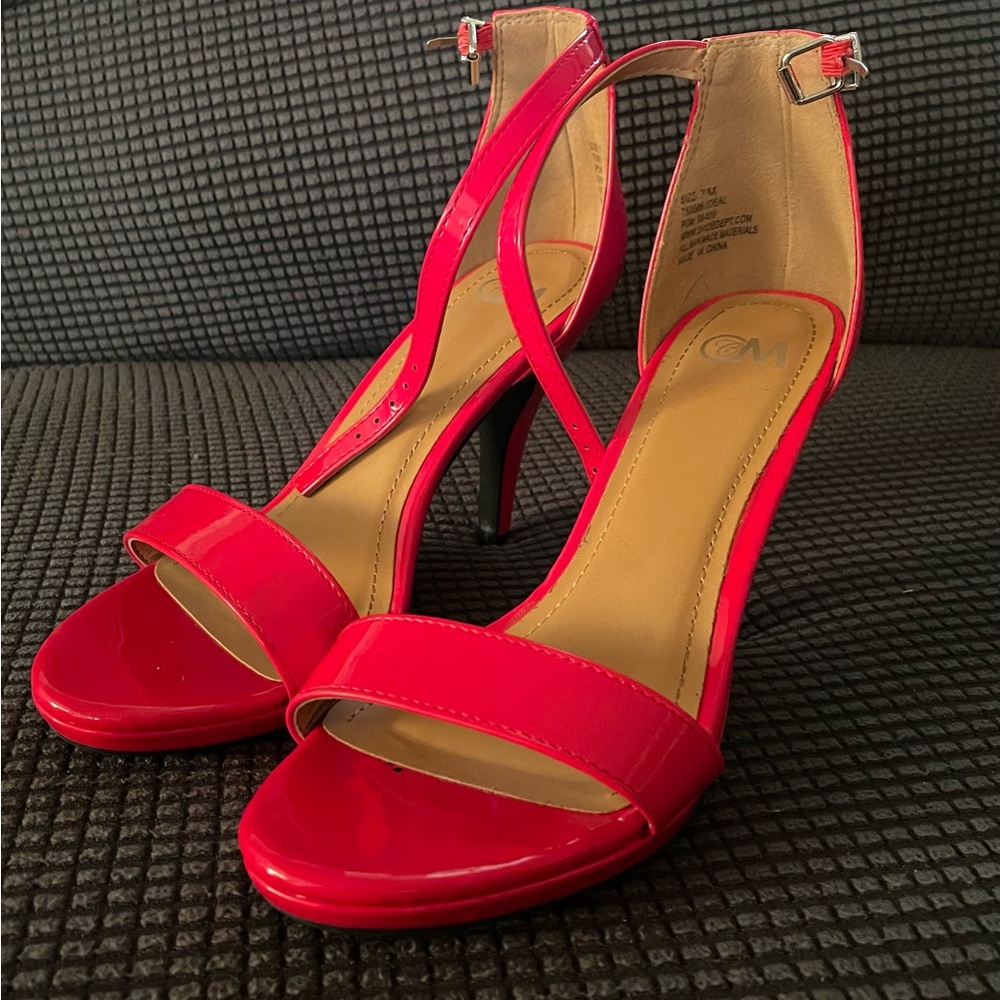 Red open toe heels size 7